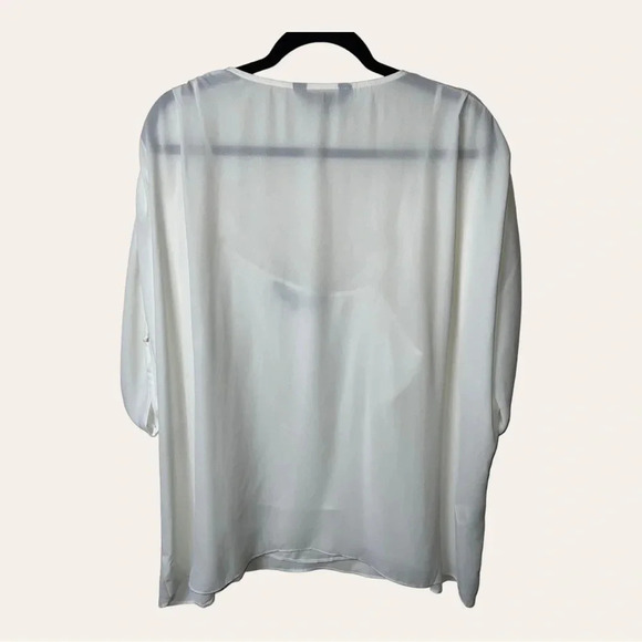 0986. RACHEL RACHEL ROY SHORT SLEEVE TOP CINCHED SLEEVES WITH TIE SIZE 1X - Picture 10 of 11